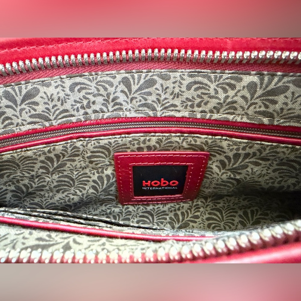 HOBO Berry Red Leather Zipper Envelope Clutch - Picture 6 of 9